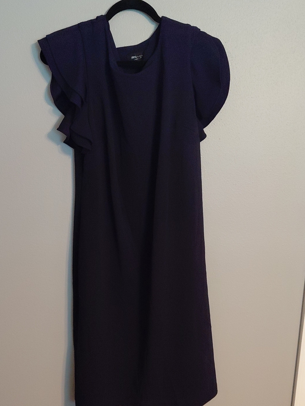 Women's Dark Purple Ruffle Sleeve Shift Dress